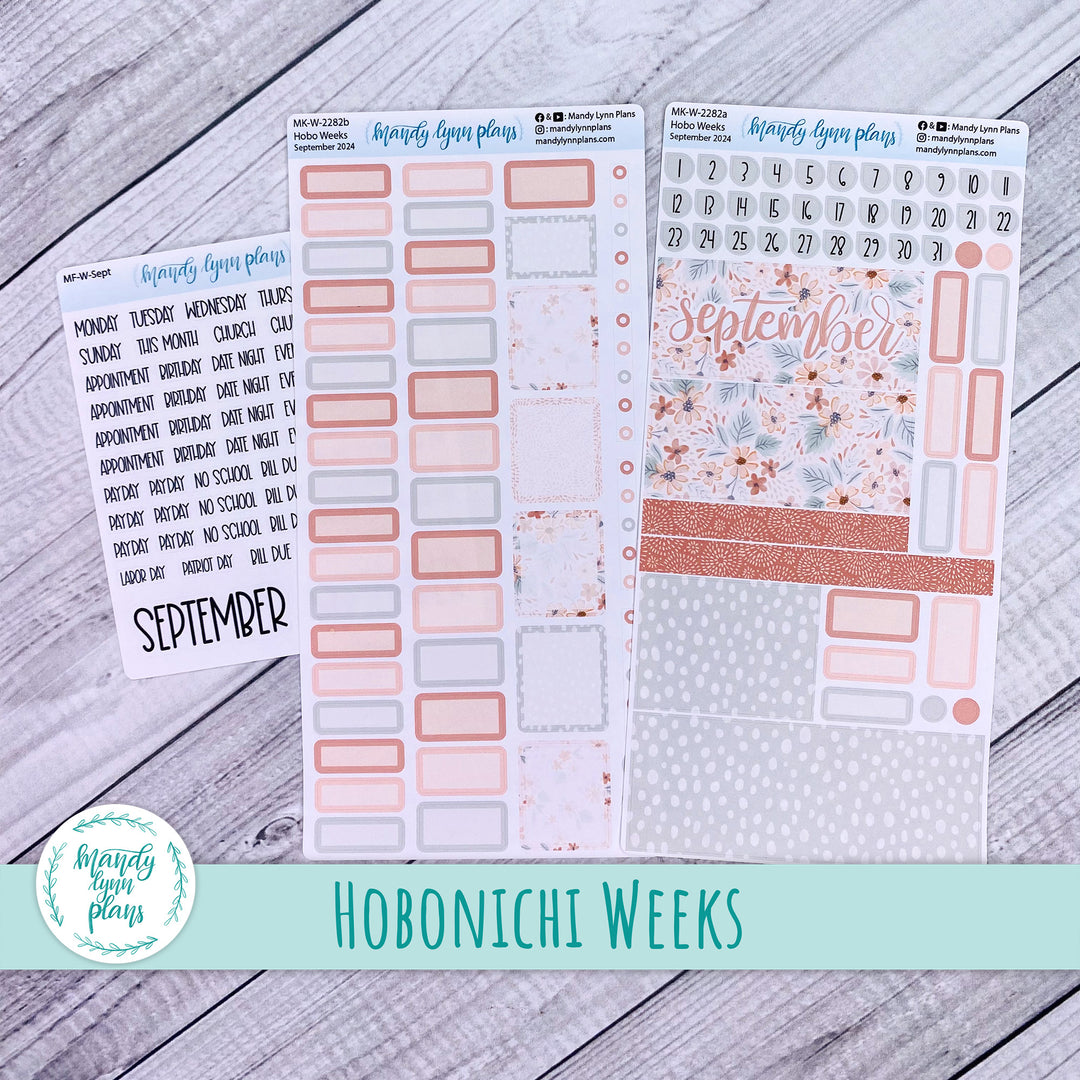 Hobonichi Weeks September 2024 Monthly Kit || Misty Rose Floral || MK-W-2282