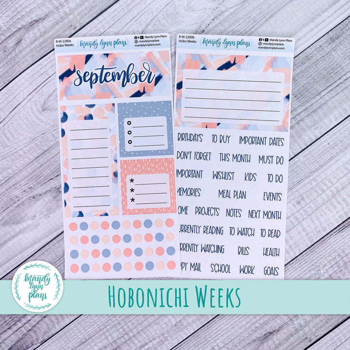 September Hobonichi Weeks Dashboard || Navy Blush || R-W-2280