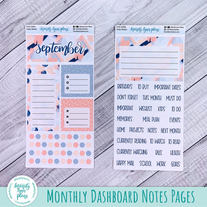 September Hobonichi Weeks Dashboard || Navy Blush || R-W-2280