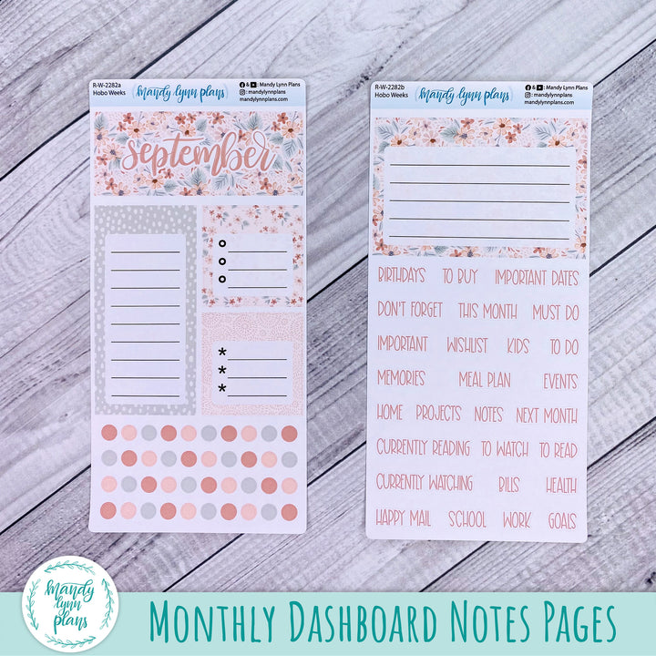 September Hobonichi Weeks Dashboard || Misty Rose Floral || R-W-2282