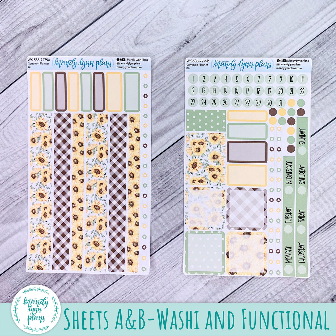 A5, B6, N1 & N2 Common Planner Weekly Kit || Sunflower Patch || 279