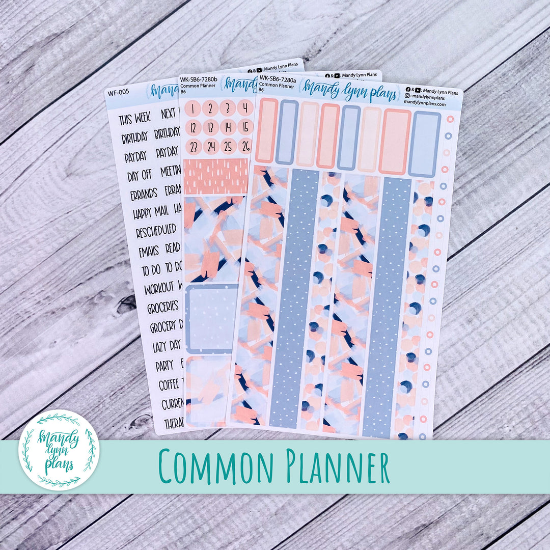 A5, B6, N1 & N2 Common Planner Weekly Kit || Navy Blush || 280