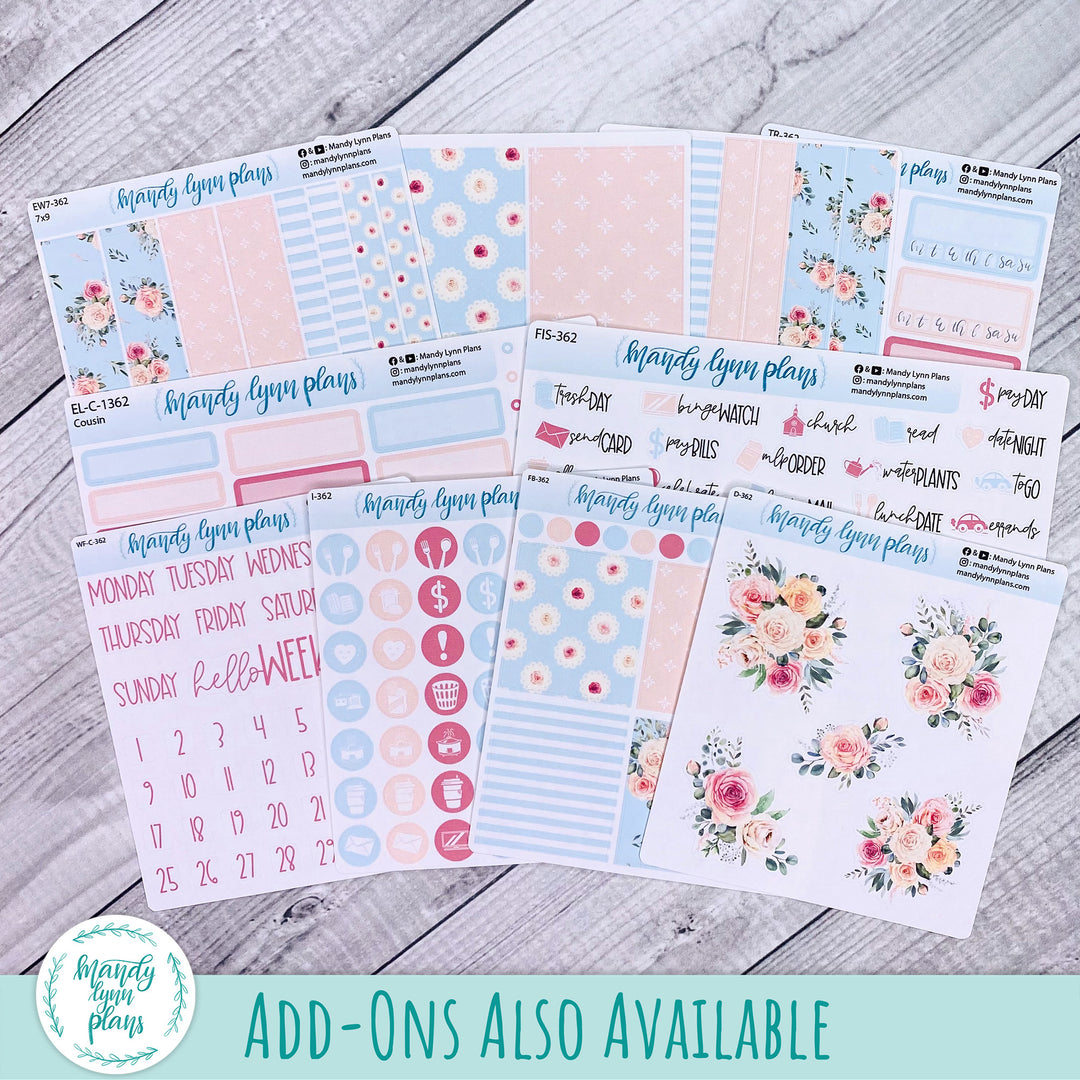 Daily Kit || A5, B6, A6 || Pink Rosettes || 362