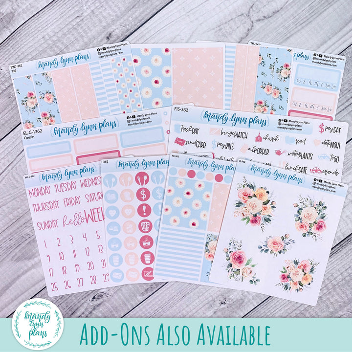 Weekly Kit || Wonderland 222 A5, B6, A6 || Stacked, Unstacked, Horizontal || Pink Rosettes || 362