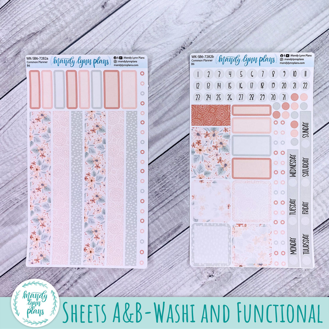 A5, B6, N1 & N2 Common Planner Weekly Kit || Misty Rose Floral || 282