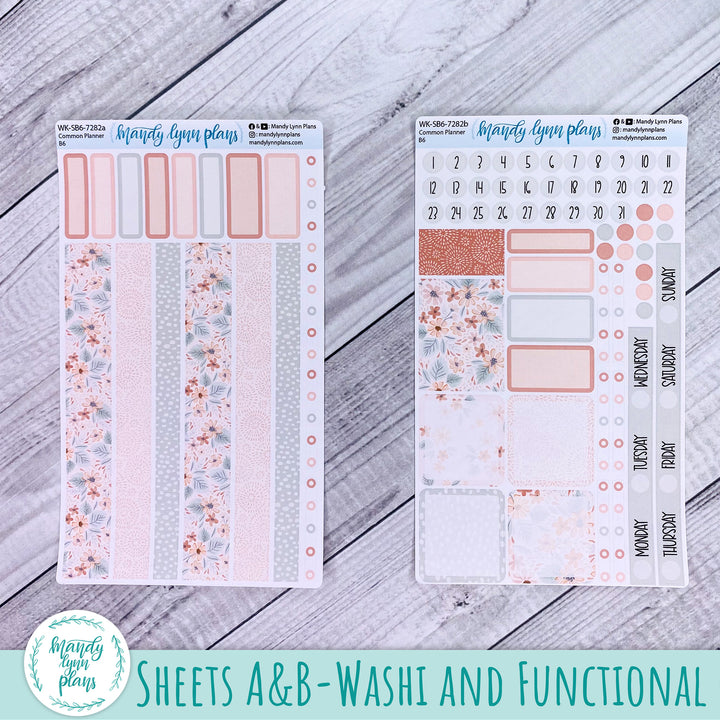 A5, B6, N1 & N2 Common Planner Weekly Kit || Misty Rose Floral || 282