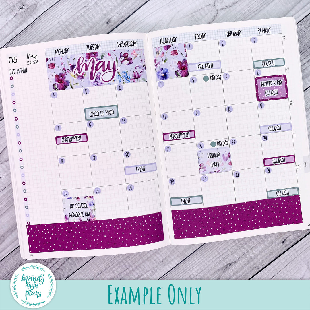 May 2026 or Any Month Monthly Kit || A5, B6, A6 Plans by Just Scribble || Mama's Blossoms || 361