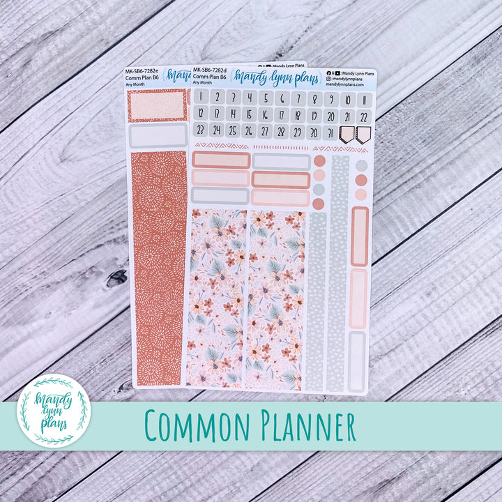 Any Month Common Planner Monthly Kit || Misty Rose Floral || 282