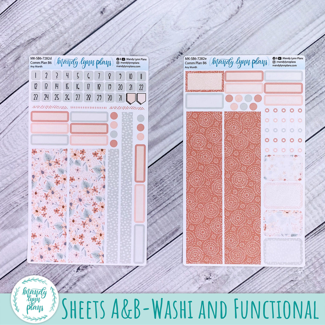 Any Month Common Planner Monthly Kit || Misty Rose Floral || 282