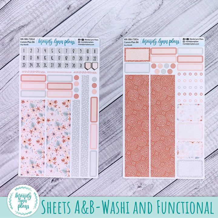 Any Month Common Planner Monthly Kit || Misty Rose Floral || 282