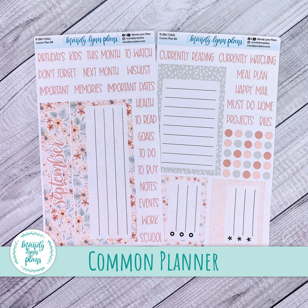 September Common Planner Dashboard || Misty Rose Floral || 282