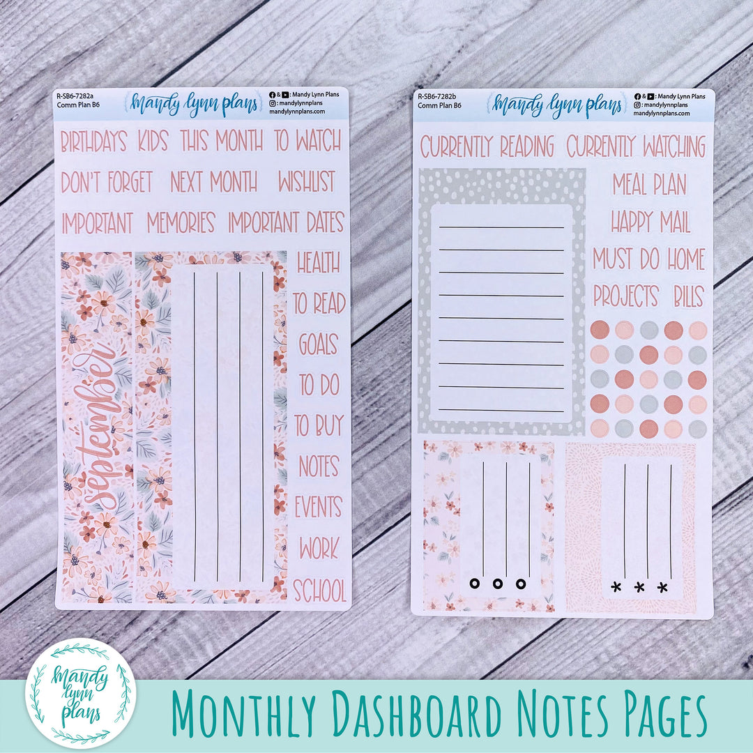 September Common Planner Dashboard || Misty Rose Floral || 282