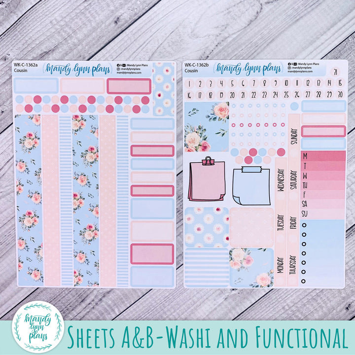 Weekly Kit || Hobonichi Cousin and Weeks || Pink Rosettes || 362