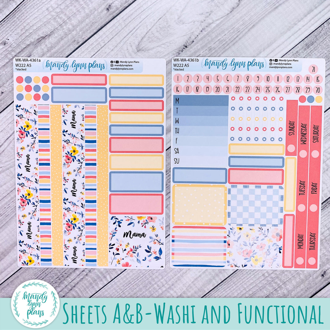 Weekly Kit || Wonderland 222 A5, B6, A6 || Stacked, Unstacked, Horizontal || Mama's Blossoms || 361