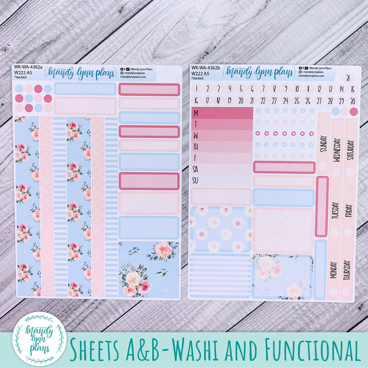 Weekly Kit || Wonderland 222 A5, B6, A6 || Stacked, Unstacked, Horizontal || Pink Rosettes || 362