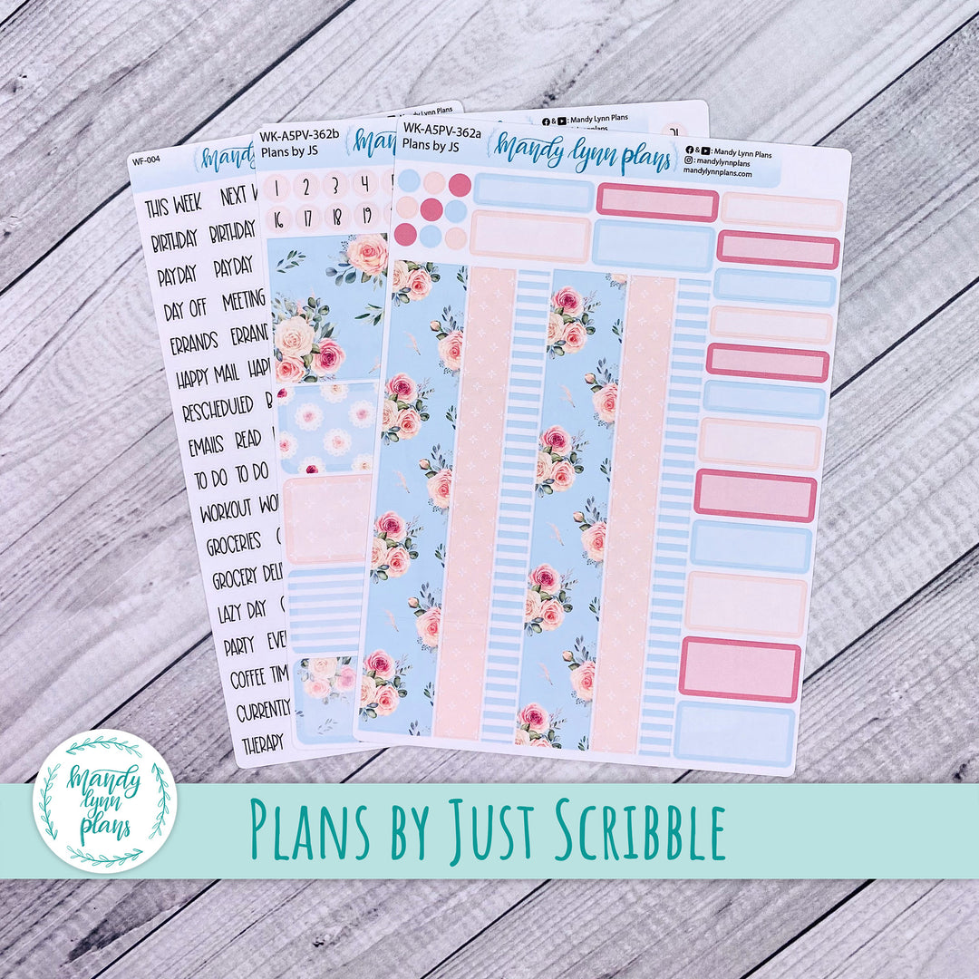 Weekly Kit || A5, B6, A6 Plans by Just Scribble || Pink Rosettes || 362
