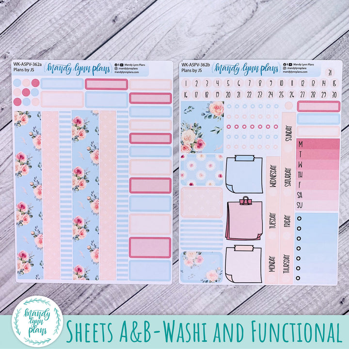 Weekly Kit || A5, B6, A6 Plans by Just Scribble || Pink Rosettes || 362