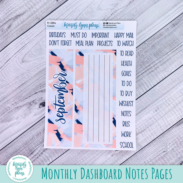 September Hobonichi Cousin Dashboard || Navy Blush || R-1280