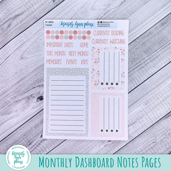 September Hobonichi Cousin Dashboard || Misty Rose Floral || R-1282