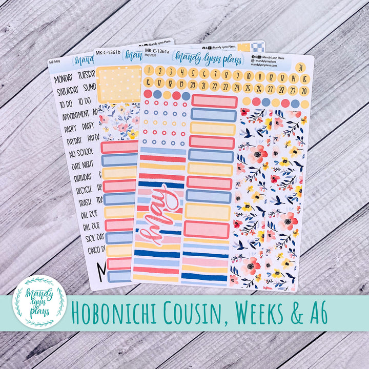 May 2026 or Any Month Monthly Kit || Hobonichi Cousin, Weeks, A6 || Mama's Blossoms || 361