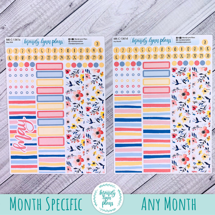 May 2026 or Any Month Monthly Kit || Hobonichi Cousin, Weeks, A6 || Mama's Blossoms || 361