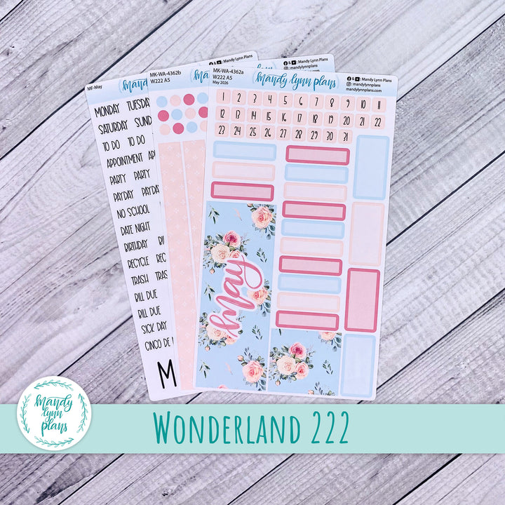 May 2026 or Any Month Monthly Kit || Wonderland 222 A5, B6, A6 || Pink Rosettes || 362