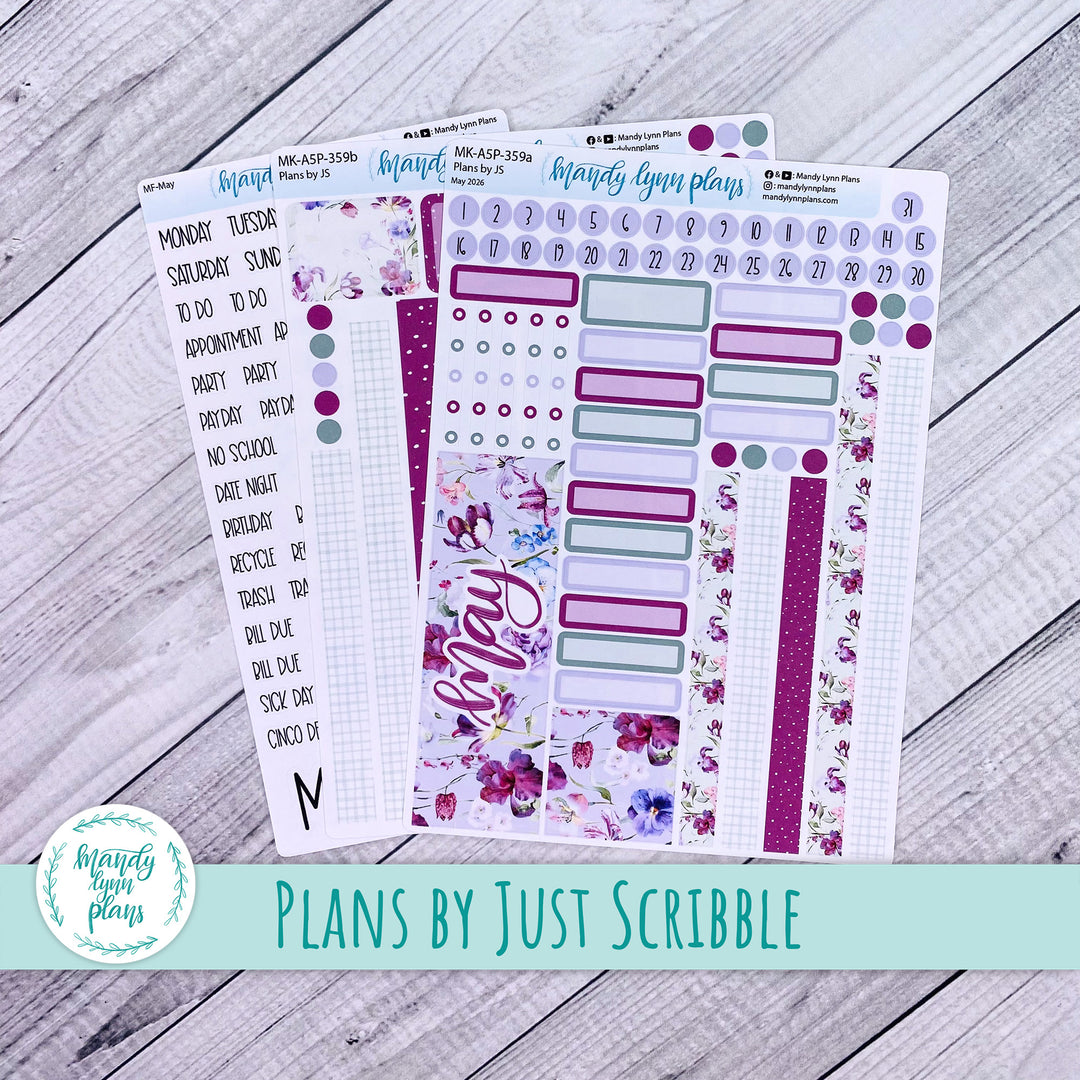 May 2026 or Any Month Monthly Kit || A5, B6, A6 Plans by Just Scribble || Ardent Botanicals || 359