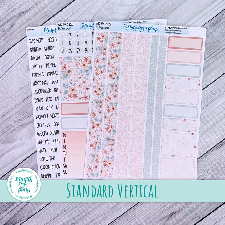 Standard Vertical Weekly Kit || Misty Rose Floral || WK-SV-282