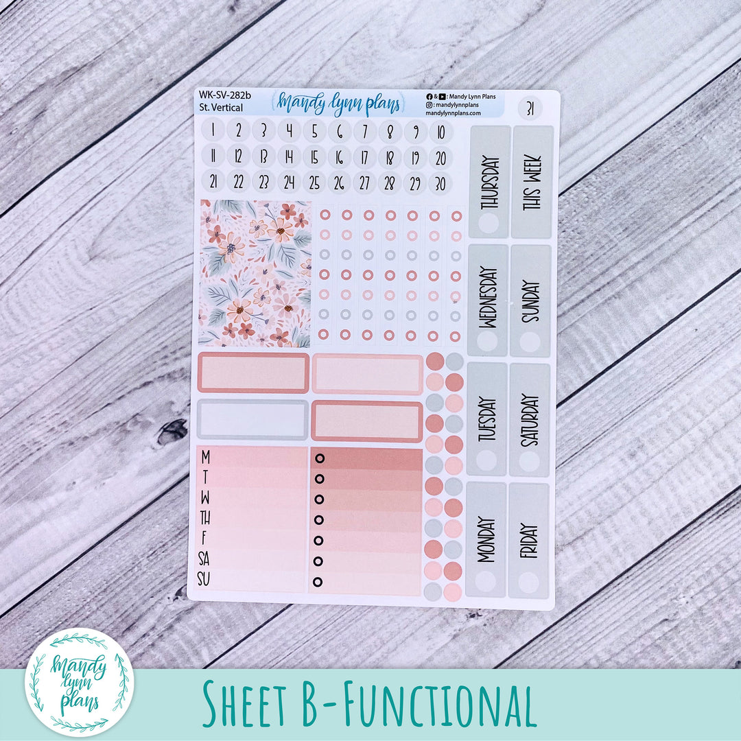 Standard Vertical Weekly Kit || Misty Rose Floral || WK-SV-282