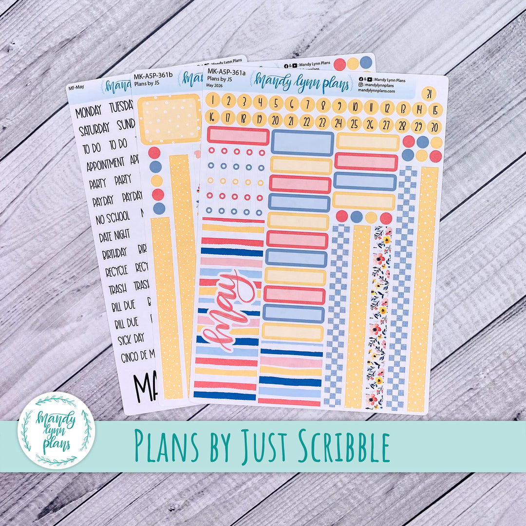 May 2026 or Any Month Monthly Kit || A5, B6, A6 Plans by Just Scribble || Mama's Blossoms || 361