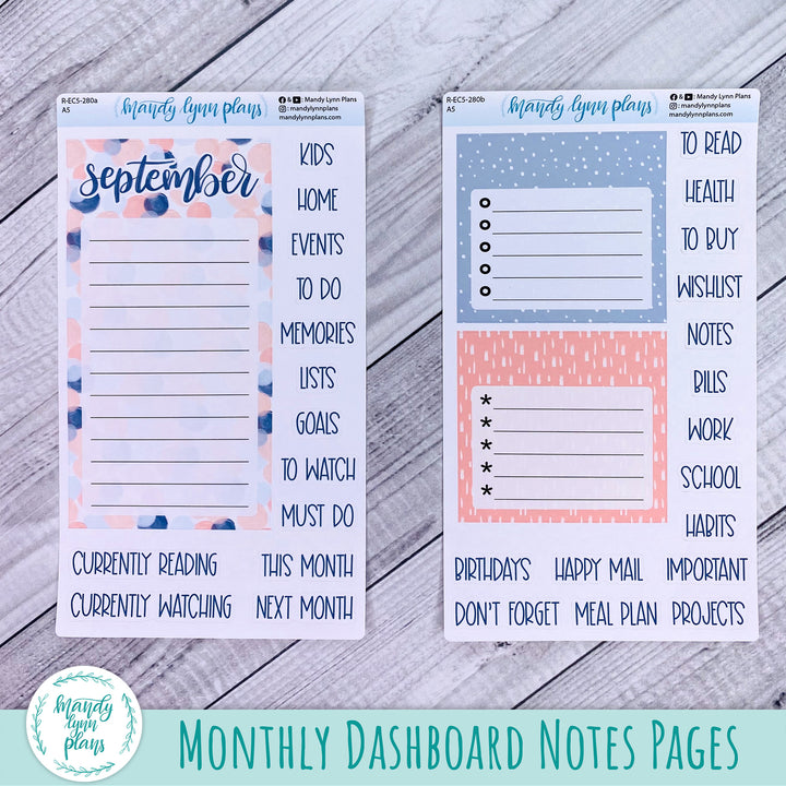 September EC A5 Dashboard Kit || Navy Blush || R-EC5-280