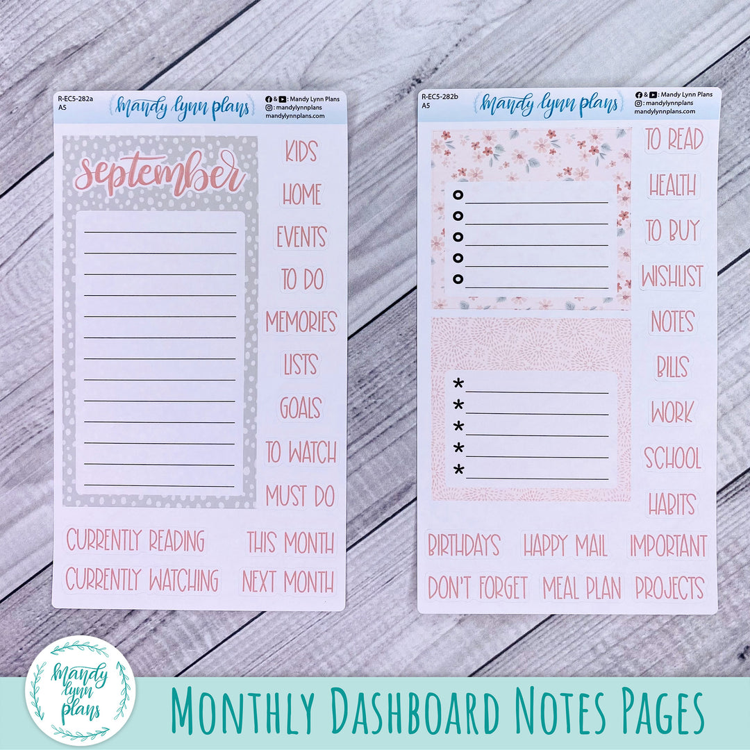 September EC A5 Dashboard Kit || Misty Rose Floral || R-EC5-282