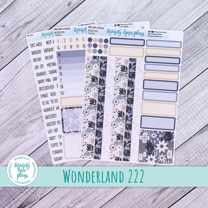 Weekly Kit || Wonderland 222 A5, B6, A6 || Stacked, Unstacked, Horizontal || Boho Dreams || 363