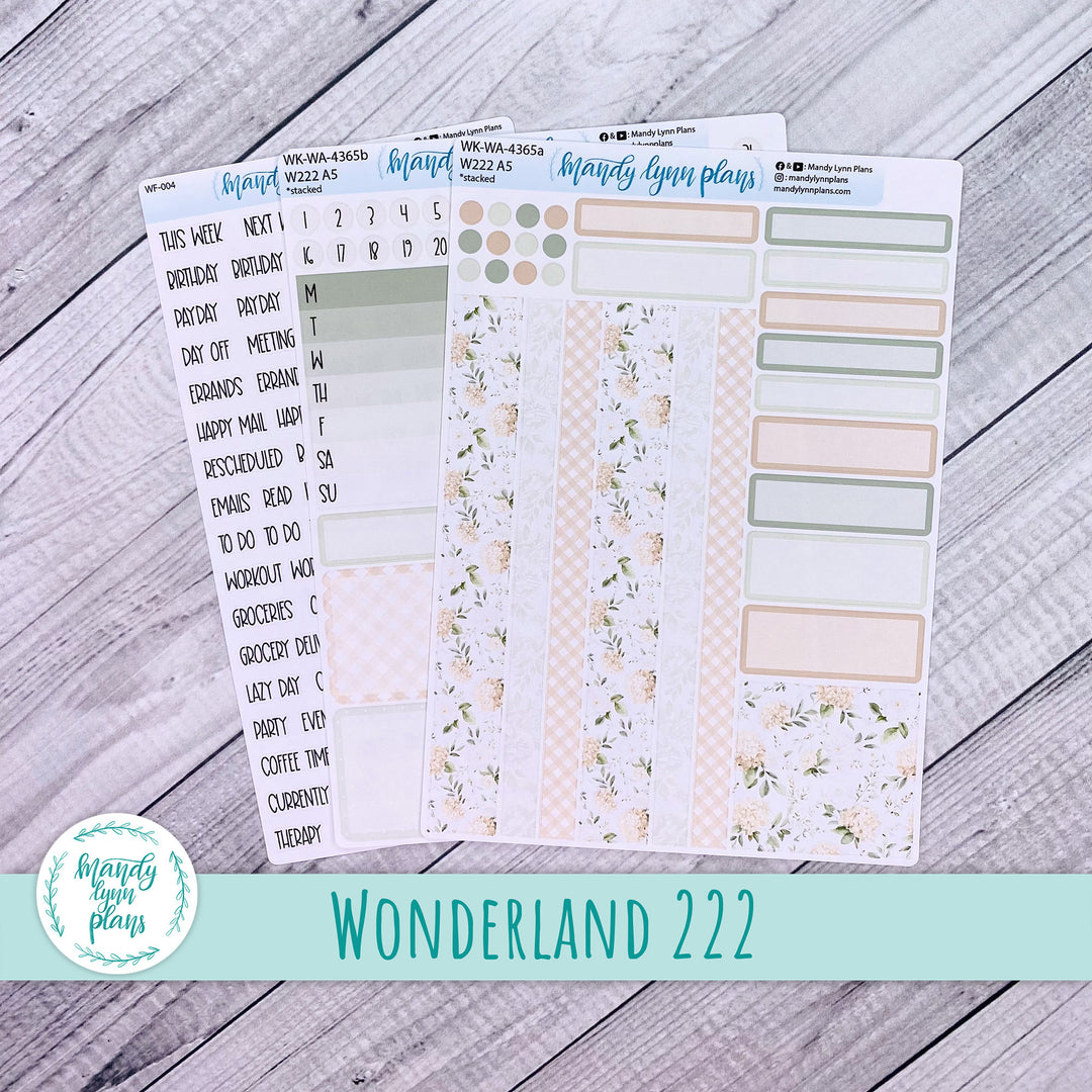 Weekly Kit || Wonderland 222 A5, B6, A6 || Stacked, Unstacked, Horizontal || Gingham Gardens || 365