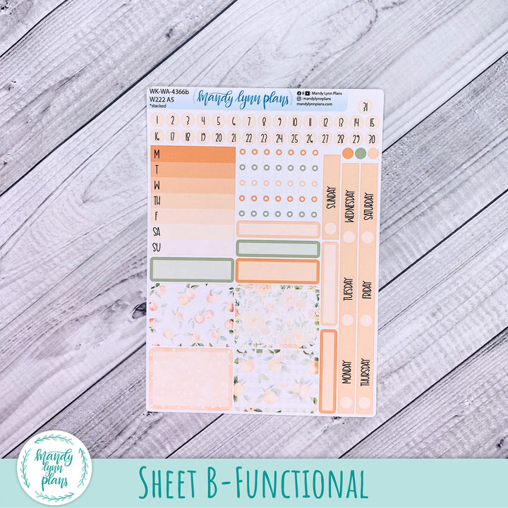 Weekly Kit || Wonderland 222 A5, B6, A6 || Stacked, Unstacked, Horizontal || Peaches & Cream || 366