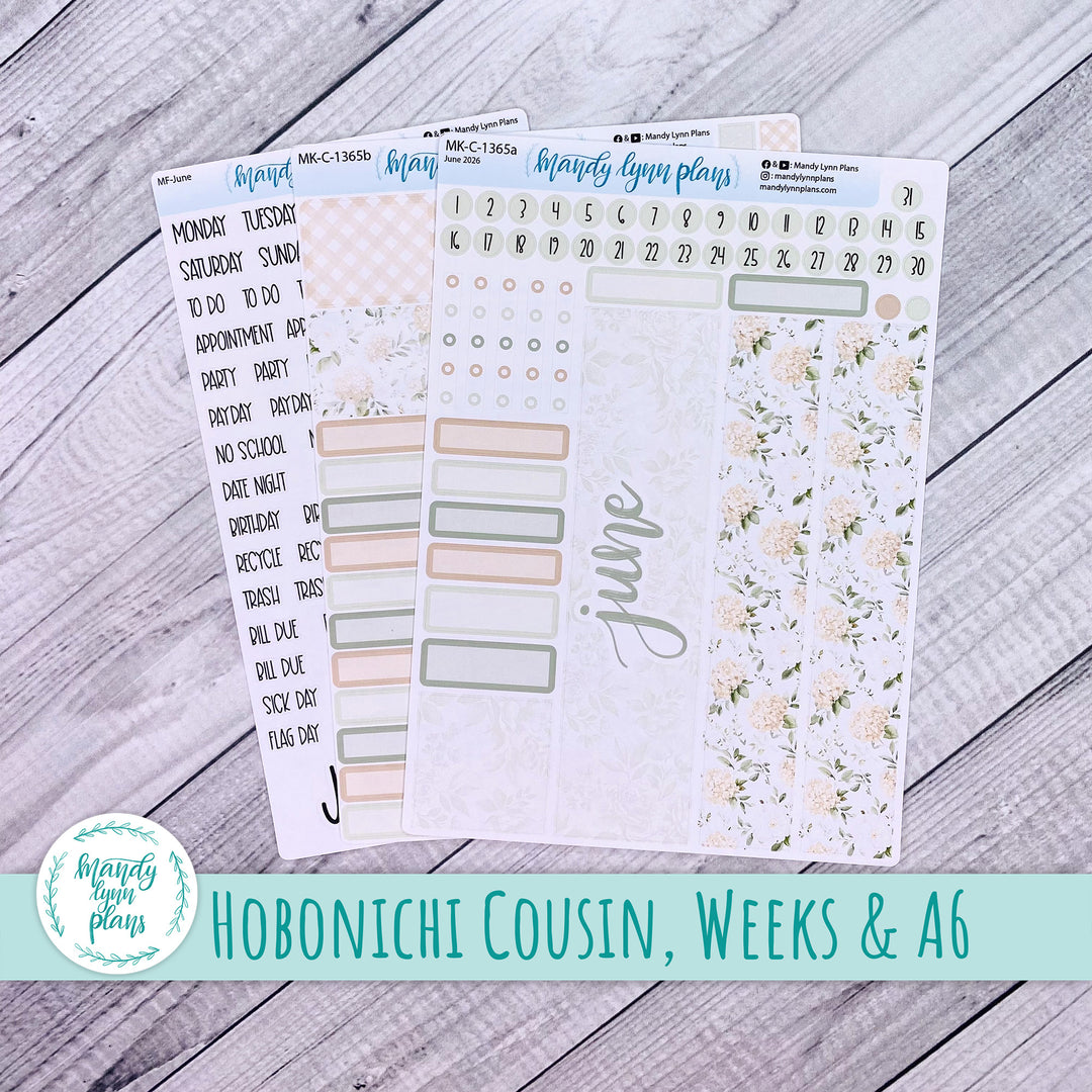 June 2026 or Any Month Monthly Kit || Hobonichi Cousin, Weeks, A6 || Gingham Gardens || 365