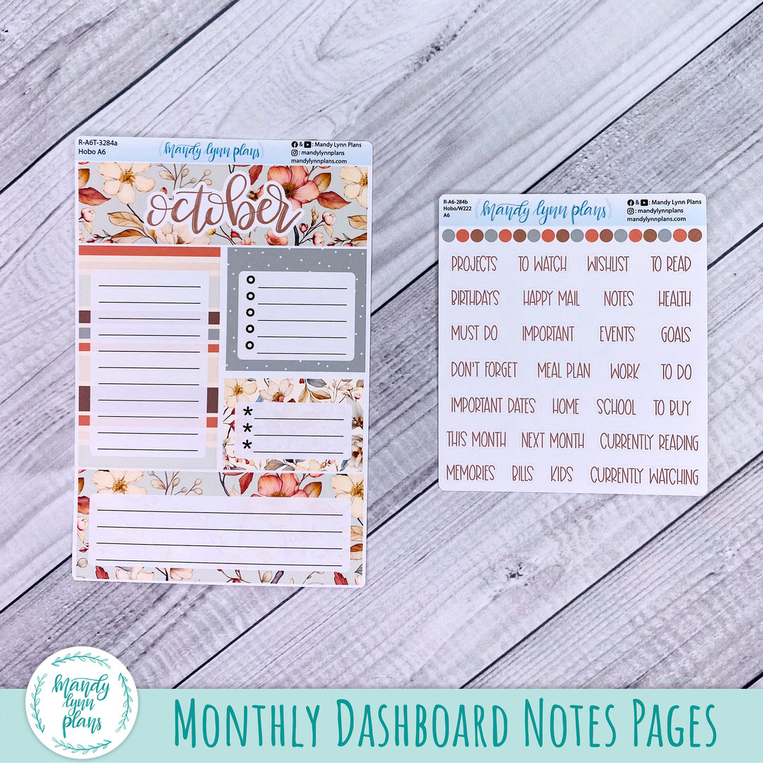 October A6 Hobonichi Dashboard || Autumn Blooms || R-A6T-3284