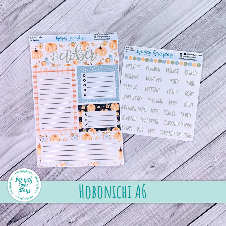 October A6 Hobonichi Dashboard || Pumpkin Floral || R-A6T-3285