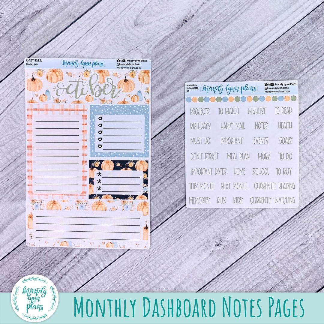 October A6 Hobonichi Dashboard || Pumpkin Floral || R-A6T-3285