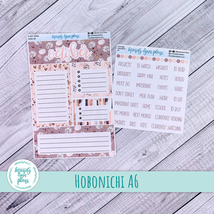 October A6 Hobonichi Dashboard || Blush and Spice || R-A6T-3286