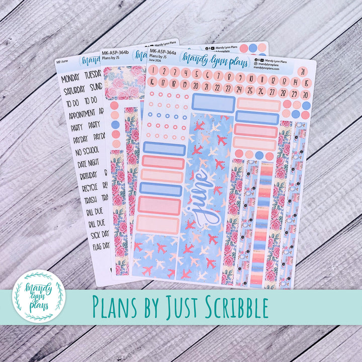June 2026 or Any Month Monthly Kit || A5, B6, A6 Plans by Just Scribble || Traveling Trellis || 364