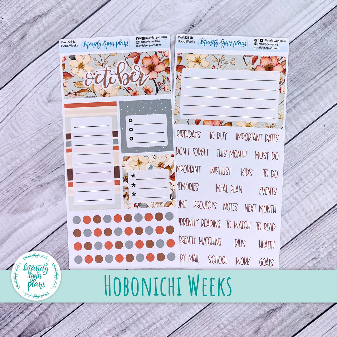 October Hobonichi Weeks Dashboard || Autumn Blooms || R-W-2284