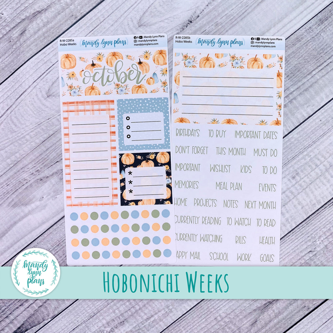 October Hobonichi Weeks Dashboard || Pumpkin Floral || R-W-2285