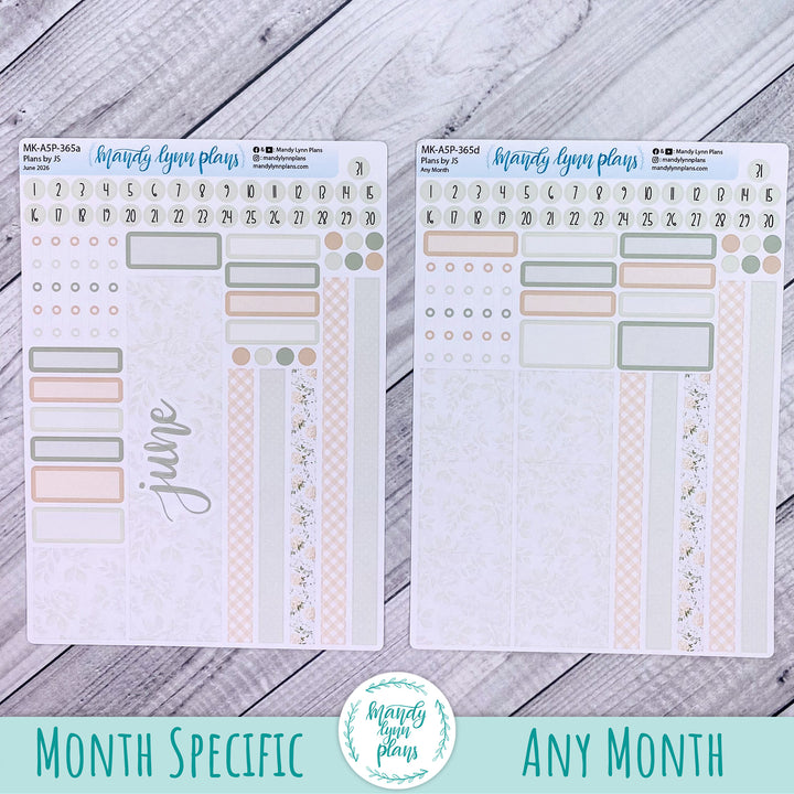 June 2026 or Any Month Monthly Kit || A5, B6, A6 Plans by Just Scribble || Gingham Gardens || 365