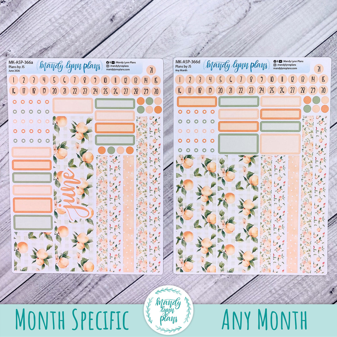 June 2026 or Any Month Monthly Kit || A5, B6, A6 Plans by Just Scribble || Peaches & Cream || 366