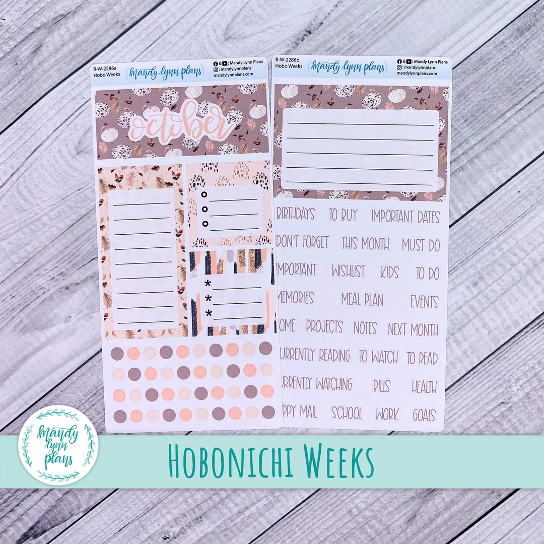 October Hobonichi Weeks Dashboard || Blush and Spice || R-W-2286