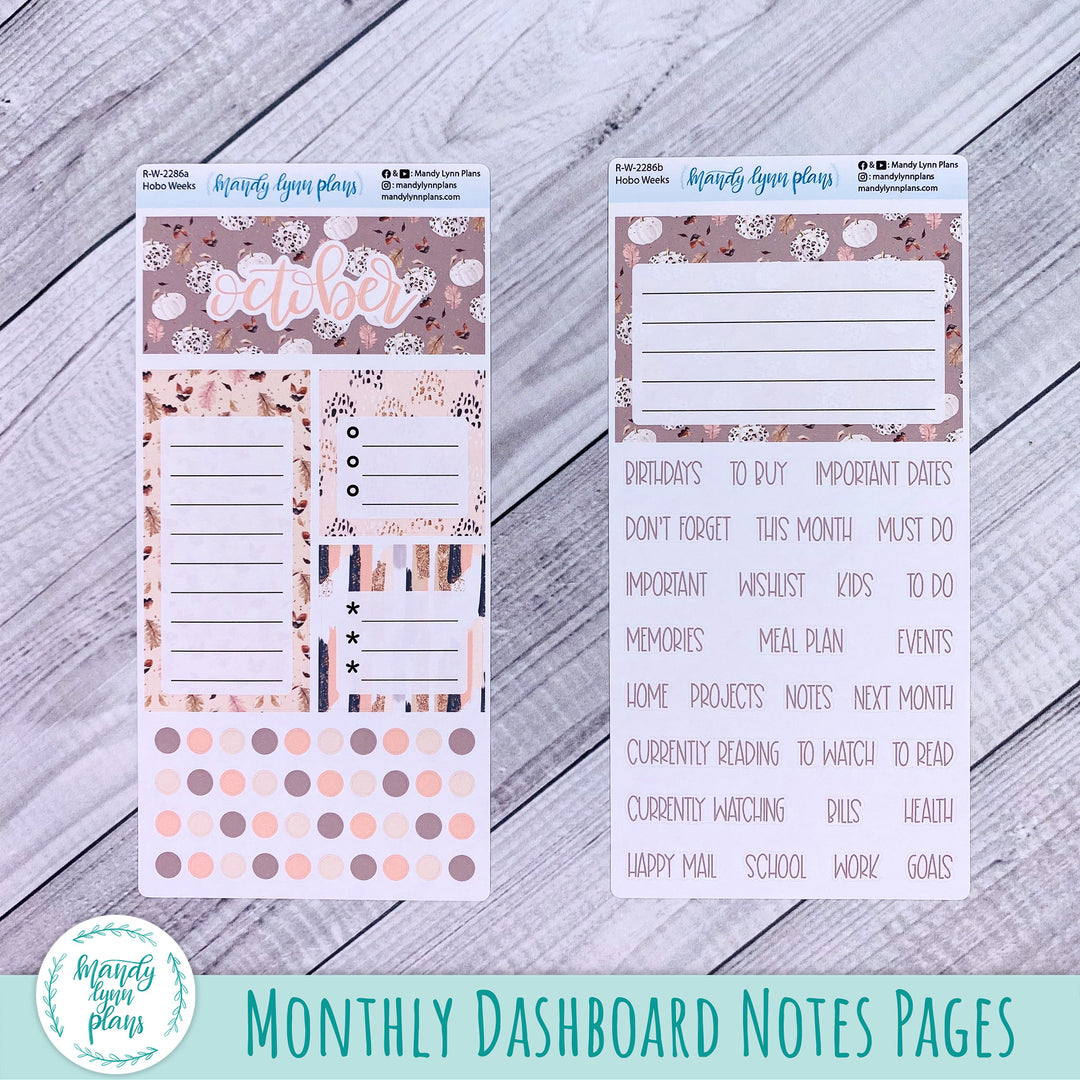 October Hobonichi Weeks Dashboard || Blush and Spice || R-W-2286