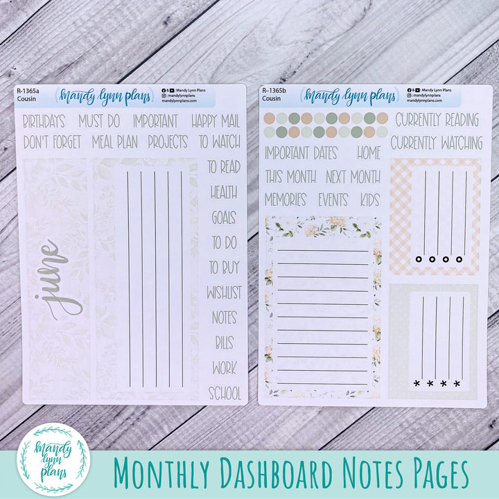 June Dashboard Kit || Hobonichi, Common Planner, Wonderland 222, Plans by Just Scribble || Gingham Gardens || 365