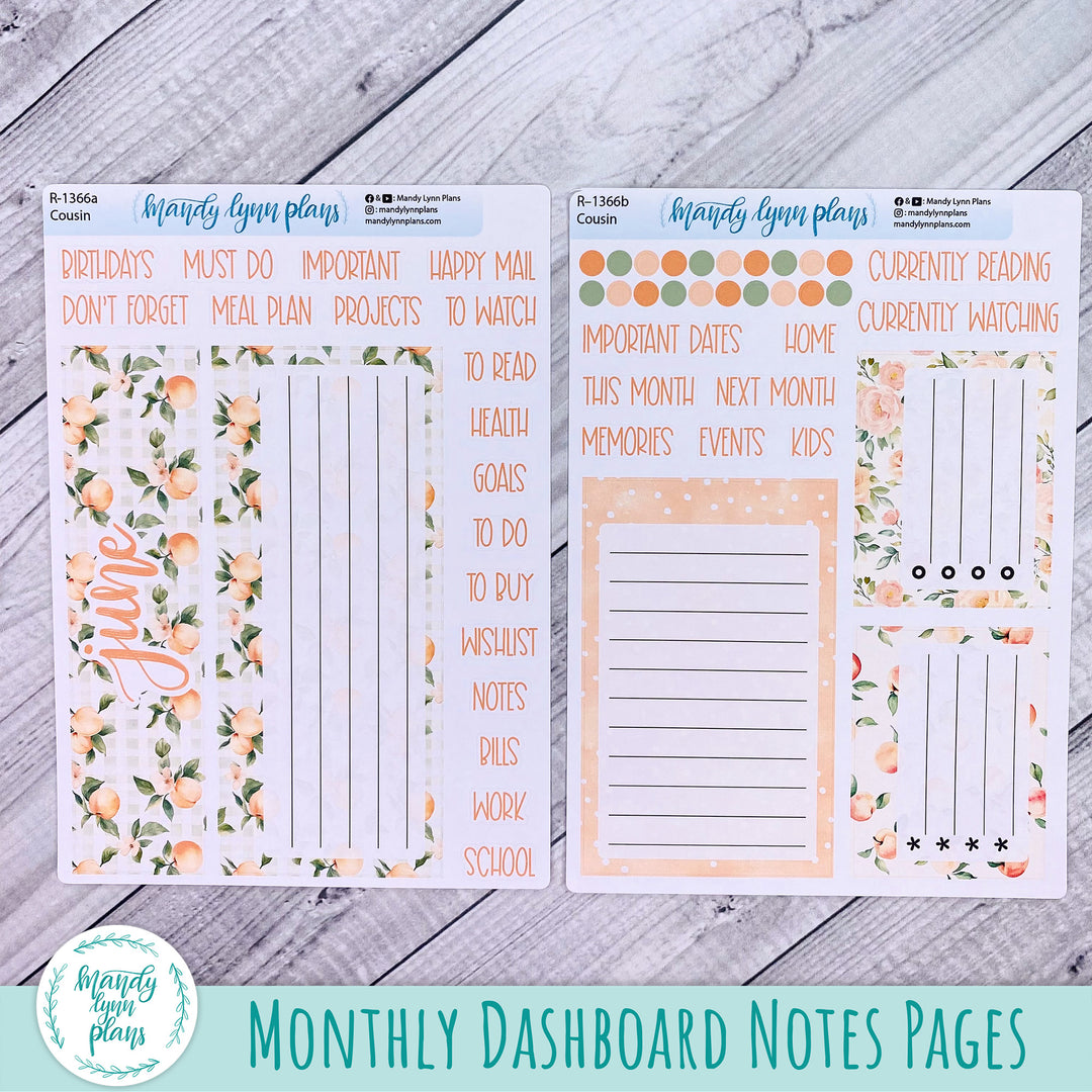 June Dashboard Kit || Hobonichi, Common Planner, Wonderland 222, Plans by Just Scribble || Peaches & Cream || 366