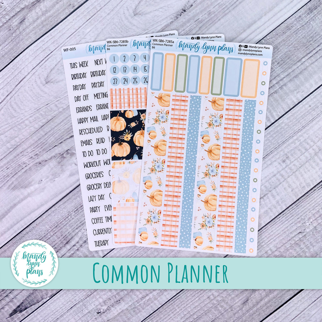 A5, B6, N1 & N2 Common Planner Weekly Kit || Pumpkin Floral || 285